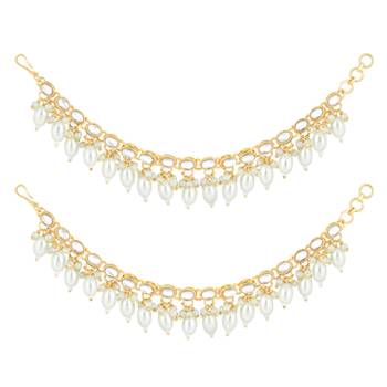 Gold-plated kundan contemporary earrings 3