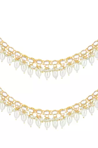 Gold-plated kundan contemporary earrings