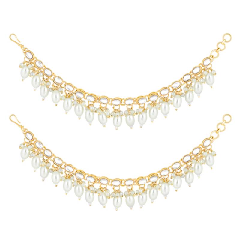 Gold-plated kundan contemporary earrings