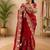 Red floral mirror work silk blend heavy work saree