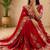 Red floral mirror work silk blend heavy work saree