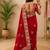 Red floral mirror work silk blend heavy work saree