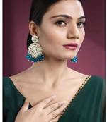 Blue kundan & beads studded dangle earrings ethnic jewelry