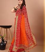 Red bandhani gotta patti georgette saree