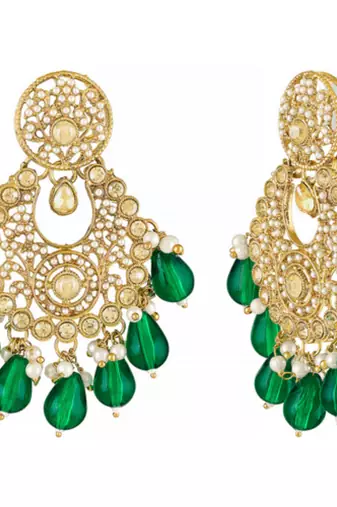 Gold-plated crystals contemporary chandbalis earrings