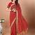 Red bandhani printed gotta patti saree with unstitched blouse piece