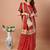 Red bandhani printed gotta patti saree with unstitched blouse piece