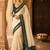 Cream woven design silk blend designer banarasi saree
