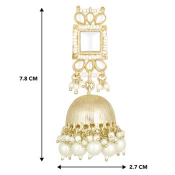 Traditional gold plated white kundan studded jhumki earrings jewelry 3