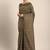 Brown brown checked sequinned dora silk saree