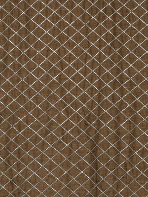 Brown brown checked sequinned dora silk saree 3