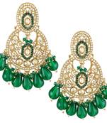 Crystals & green beads studded dangle earrings jewelry for women