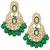 Crystals & green beads studded dangle earrings jewelry for women