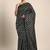 Black black checked sequinned dora silk saree