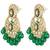Crystals & green beads studded dangle earrings jewelry for women