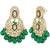Crystals & green beads studded dangle earrings jewelry for women