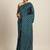 Teal teal blue checked sequinned dora silk saree