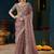 Mauve embroidered satin designer saree