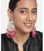 Elegant wear faux kundan studded drop dangle earrings with beaded