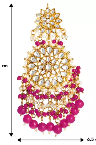 Elegant wear faux kundan studded drop dangle earrings with beaded