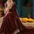 Maroon zari satin designer saree