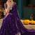 Purple embroidered satin designer saree
