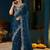 Blue zari satin designer saree