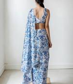 White floral poly chiffon saree