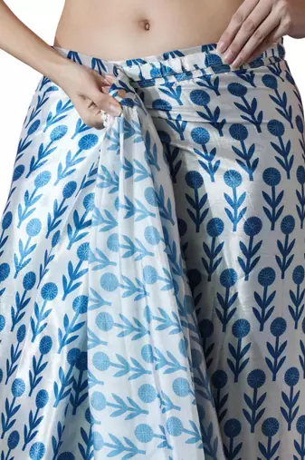 White floral poly chiffon saree