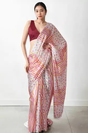 White poly chiffon saree