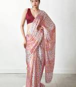 White poly chiffon saree