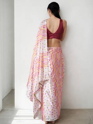 White poly chiffon saree 3