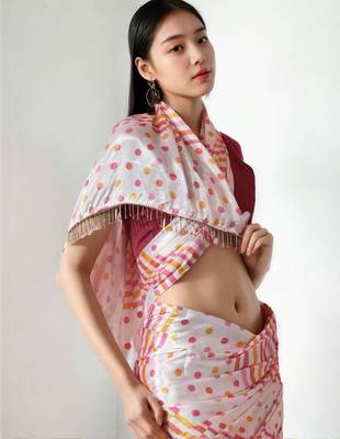 White poly chiffon saree 4