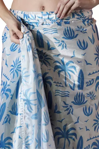 White floral poly chiffon saree