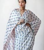 White floral poly chiffon saree