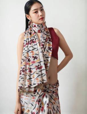 White floral poly chiffon saree 3