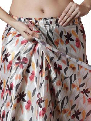 White floral poly chiffon saree 4