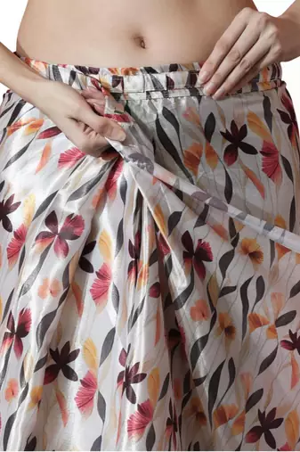 White floral poly chiffon saree