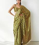 Yellow poly chiffon saree