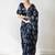 Navy blue floral poly chiffon saree