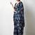 Navy blue floral poly chiffon saree