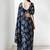 Navy blue floral poly chiffon saree