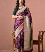 Purple ethnic motifs zari art silk heavy work banarasi saree