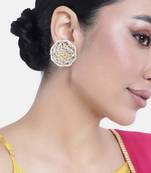 Gold plated kundan studded big stud earrings ethnic jewelry