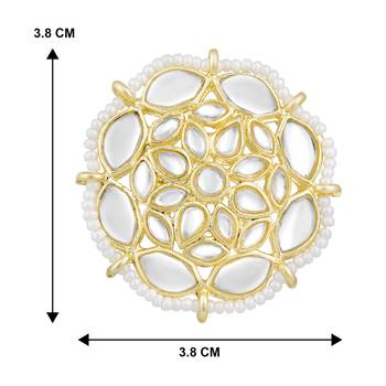 Gold plated kundan studded big stud earrings ethnic jewelry 4