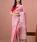 Pink floral pure cotton handloom saree