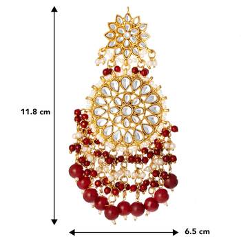 Elegant wear faux kundan studded drop dangle earrings with beaded 4