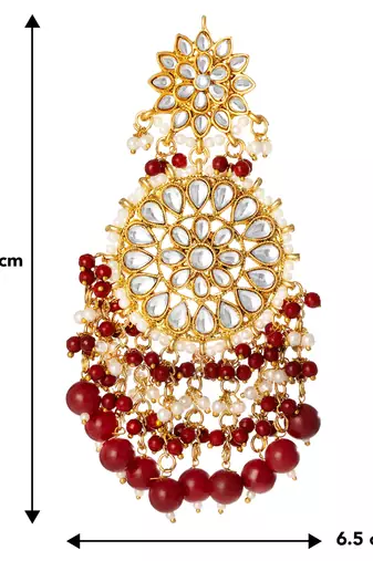 Elegant wear faux kundan studded drop dangle earrings with beaded