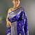 Blue woven design zari silk blend banarasi saree