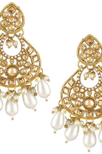 Crystals beads studded ethnic dangle earrings jewelry for women